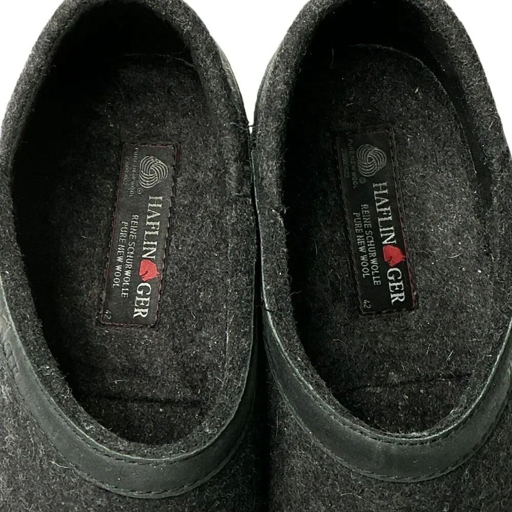 Haflinger Grizzly Torben Wool Clogs  Mens Size 42 Charcoal Slip On Cork Comfort